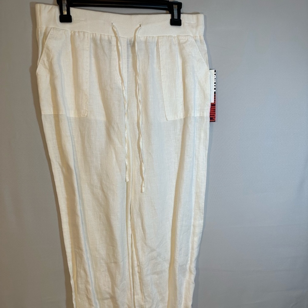Style & Co Womens Size M 100% Linen Comfort Elastic Waistband Drawstring Tie
